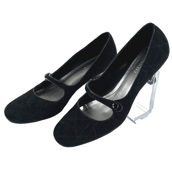 Franco Sarto Mary Jane Pumps Black Suede 1.5 in Heels Women's Size 9.5 M - Picture 1 of 8